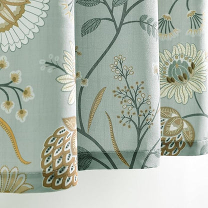 Leeva Floral Kitchen Window Curtains, Farmhouse Style Print Linen Look Cafe - Image 6