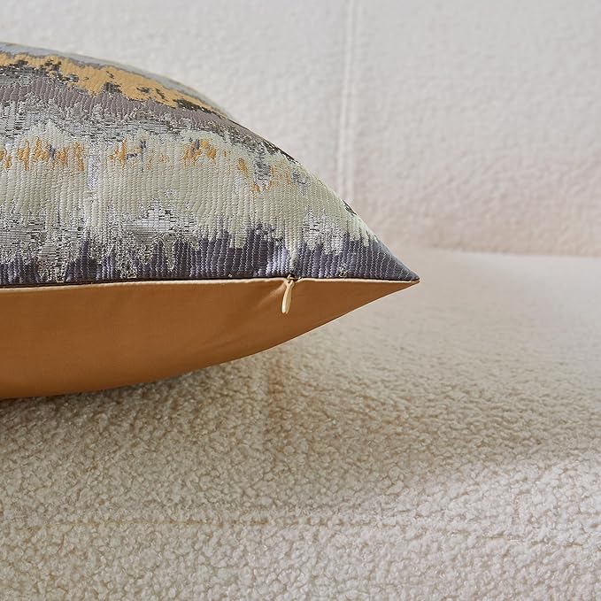 THE-TINOART Gold Ombré Jacquard Pillow Cover 20x20 Inches - Image 5