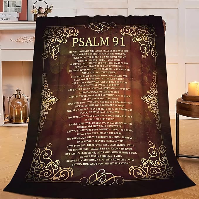 Psalm 91 Blanket Christian Religious Throw Blanket Bible Verse Flannel Stuff by Unknown