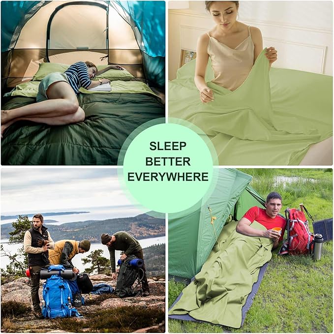 Sleeping Bag Liner, Travel Sheet & Adult Sleep Sack, Camping Sheets Travel - Image 5