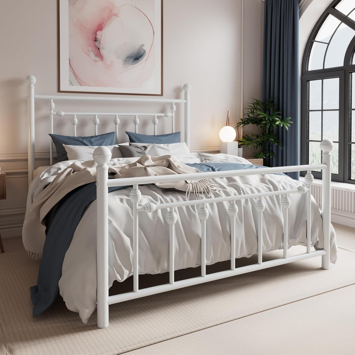 sha cerlin 14" full size metal platform bed, close-up detail