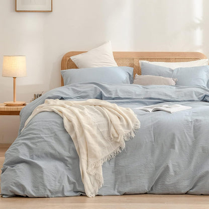 bestouch cotton solid duvet cover set linen feel, main product view