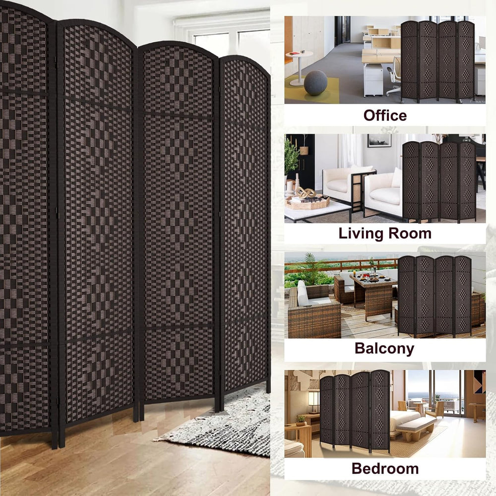 RHF Room Divider, 4 Panel Partition Room Dividers Screen, Dark Coffee