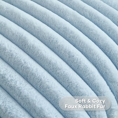 FUTEI Light Blue Throw Pillow Covers Set of 2, 12x20 Inch Striped Texture - Image 2