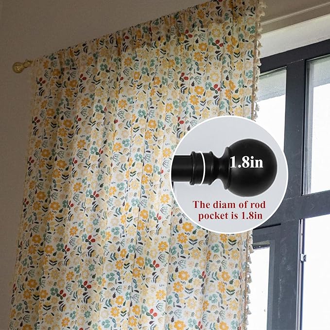 ENJOYBRIDAL Floral Curtains 84 Inch Length 2 Panels Tassel Boho Semi-Sheer - Image 2