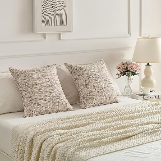 FUTEI Beige Brown Decorative Throw Pillow Covers 12x20 Inch Set of 2, Soft - Image 6