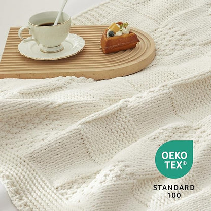 Amélie Home Checkered Chenille Knit Throw Blanket - Image 7