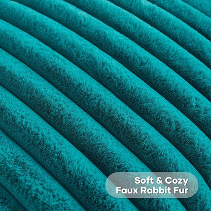 FUTEI Teal Green Throw Pillow Covers Set of 2, 22x22 Inch Striped Texture - Image 2