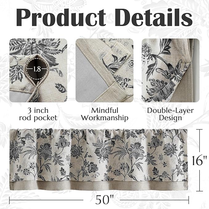 jinchan Linen Valance Curtain Window Treatment - Image 5
