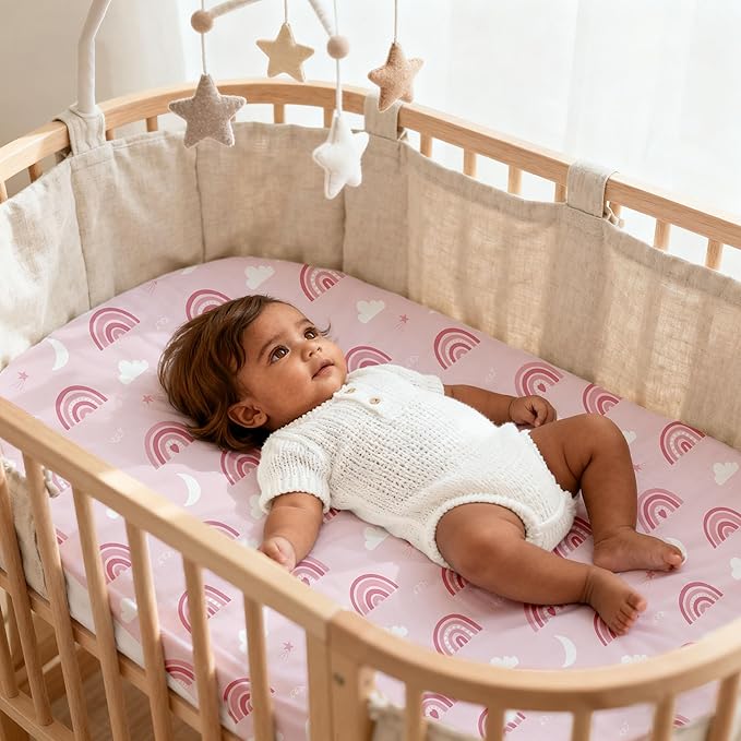Bassinet Sheets for Baby Girl 32 * 16, 3 Pack Soft Breathable Baby Bassinet - Image 4