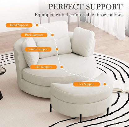 Aoiy & Wifon 50.2'' W Oversized Swivel Barrel Chair - Image 5