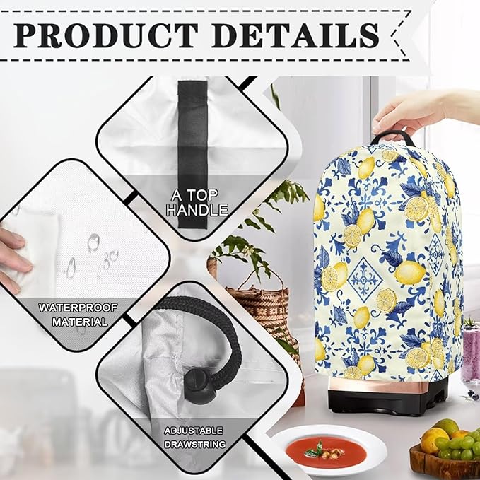 Lemon Flower Blender Dust Cover Stand Mixer or Coffee Maker Appliance Covers - Image 5
