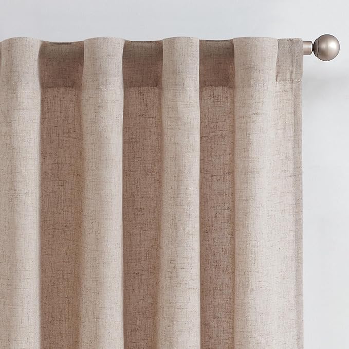 jinchan Taupe Linen Blend Curtains by JINCHAN
