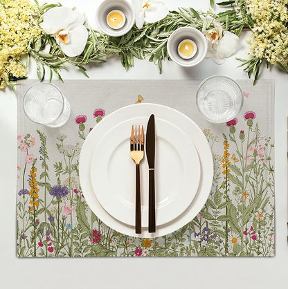 Rustic Wildflower Floral Placemats Set of 4 Spring Summer Vintage Flowers - Image 3