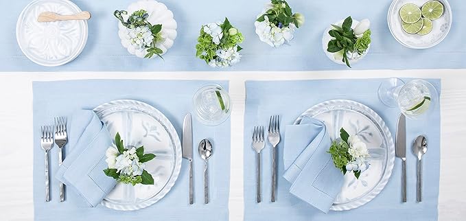 Solino Home Linen Sky Blue Table Runner 120 Inches Long - Image 9