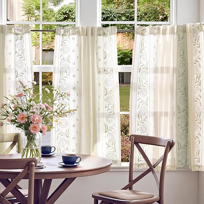 jinchan Winslow Linen Curtains 45 Inch Length Christmas Decorations Farmhouse - Image 3