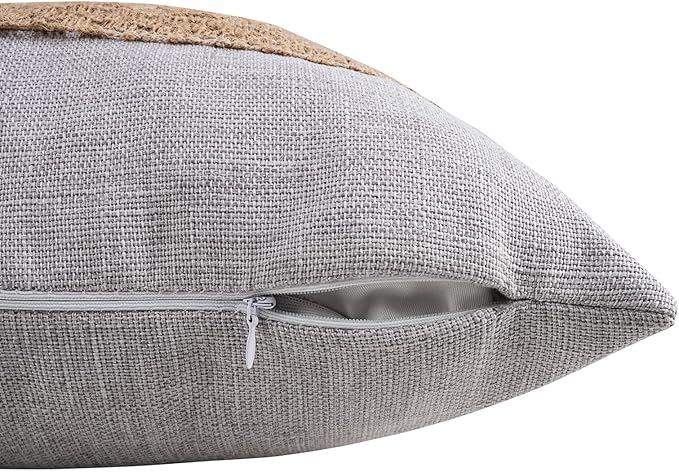 Pyonic Pack of 2 Boho Throw Pillow Covers 18x18 Inch Farmhouse Decorative Throw - Image 4
