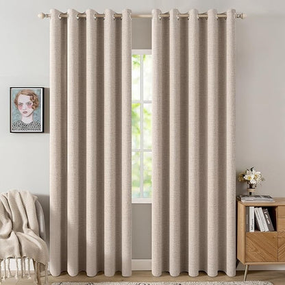 MIULEE 100% Blackout Linen Textured Curtains by MIULEE