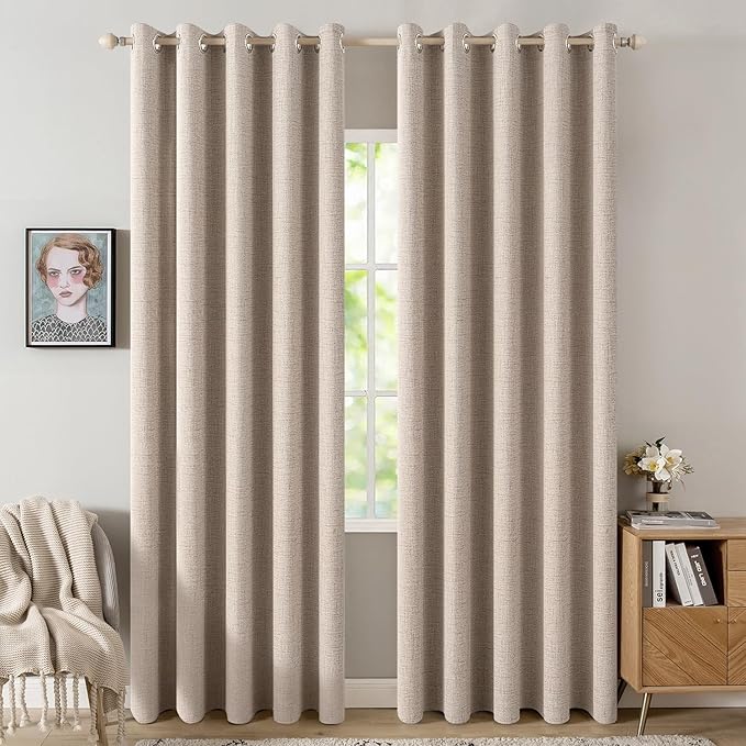 MIULEE 100% Blackout Linen Textured Curtains by MIULEE