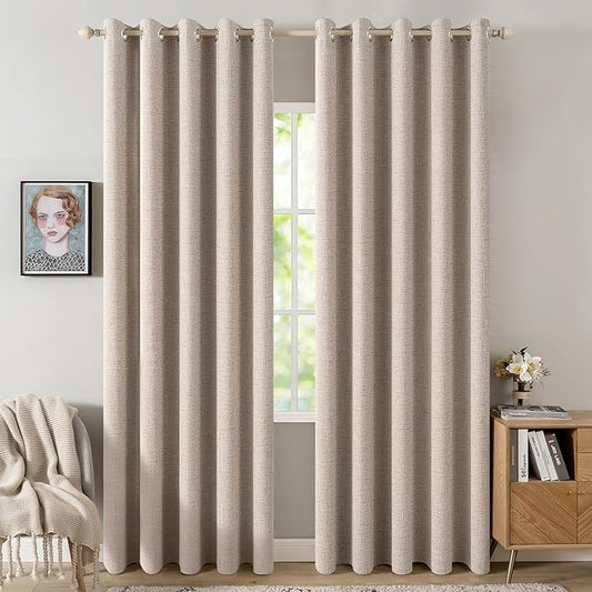 MIULEE 100% Blackout Linen Textured Curtains by MIULEE