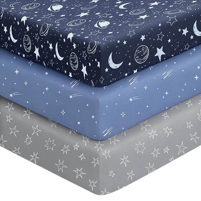 Baby Crib Sheets for Boys Girls, Breathable Soft Microfiber Baby Sheet Blue by Unnivoll