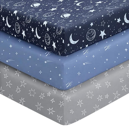Baby Crib Sheets for Boys Girls, Breathable Soft Microfiber Baby Sheet Blue by Unnivoll