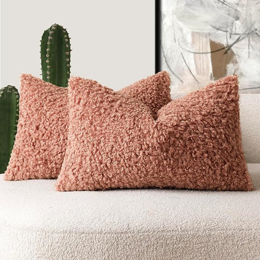Foindtower Set of 2 Curly Teddy Wool Pillow Covers Decorative Boucle Textured by Foindtower