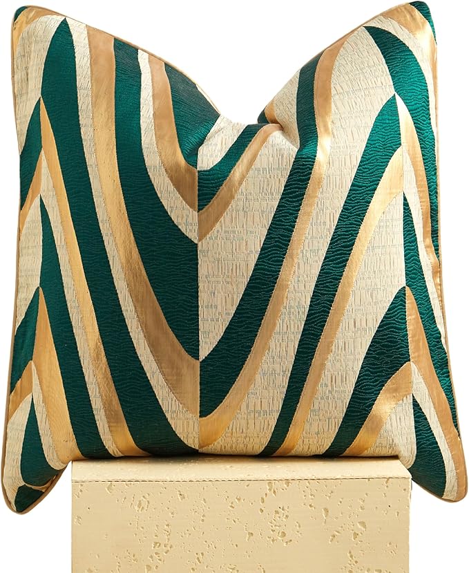 THE-TINOART Emerald Green Decorative Pillow Covers 22x22 Luxury Jacquard Couch by Unknown