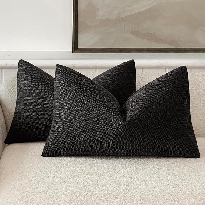 Foindtower Set of 2 Decorative Textured Burlap Linen Throw Pillow Covers by Foindtower