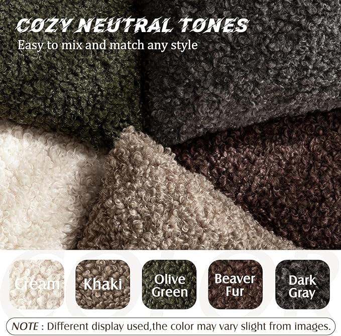 Foindtower Set of 2 Curly Teddy Wool Pillow Covers Decorative Boucle Textured - Image 7