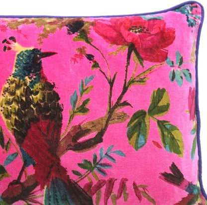 Eyes of India Velvet Floral Flower Bird Throw Pillow Sofa Cushion Cover Case - Image 3