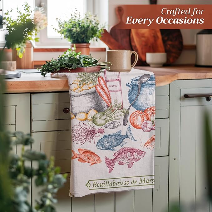 Maison d' Hermine Kitchen Towels Set of 3 100% Cotton 27.50" x 20" Reusable - Image 6