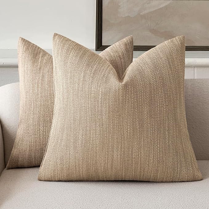 Foindtower Set of 2 Decorative Textured Burlap Linen Throw Pillow Covers by Foindtower