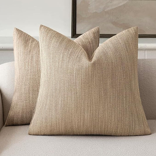 Foindtower Set of 2 Decorative Textured Burlap Linen Throw Pillow Covers by Foindtower