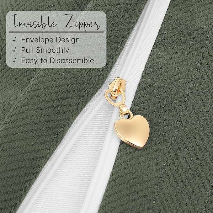 ZWJD Army Green Pillow Covers 26x26 Set of 2 Chenille Throw Pillow Covers - Image 3