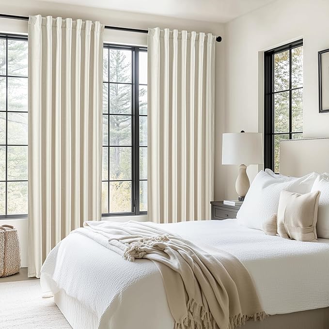 Warm Cream Thick Linen Black Out Curtains 86 Inch Long - Image 6