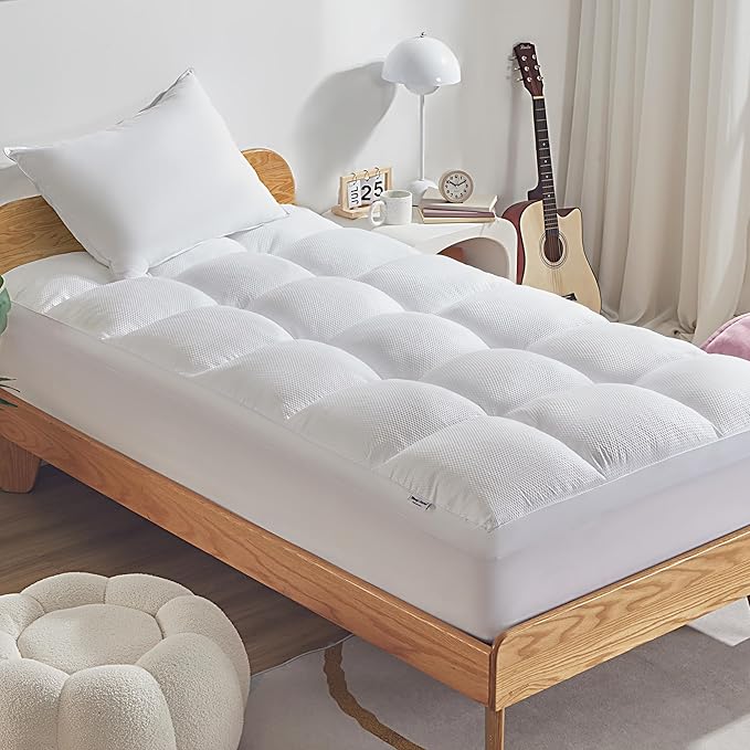 SLEEP ZONE Mattress Topper Twin Size, Extra Thick Fitted Mattress Pad by SLEEPZONELIFE