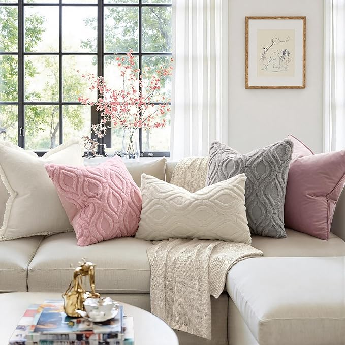 MIULEE Light Pink Valentines Throw Pillow Covers 24x24 Inch, Soft Spring Plush - Image 3