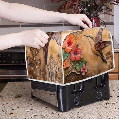 Hummingbird Printed Toaster Cover Hibiscus Printed Universal 2 Slice Oven Cover - Image 3