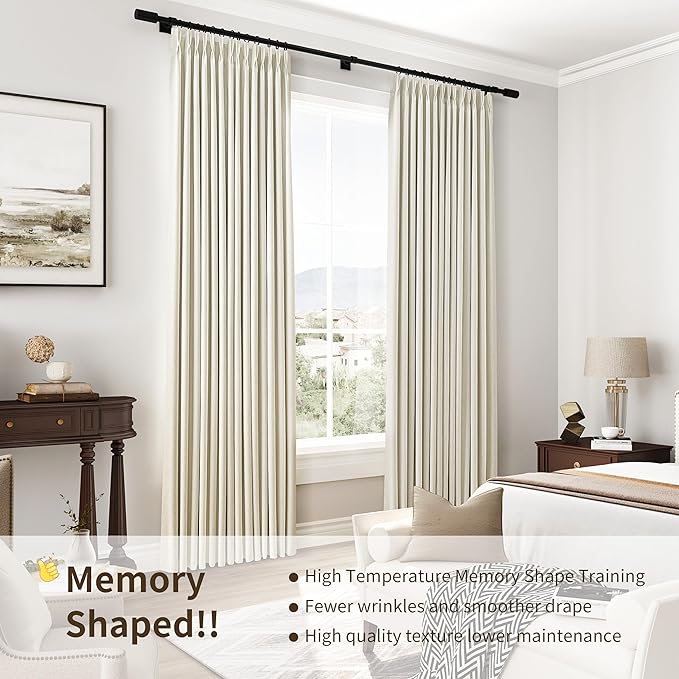 Pinch Pleated 100% Blackout Linen Curtains 90 Inches Long 2 Panels Pinch Pleat - Image 6