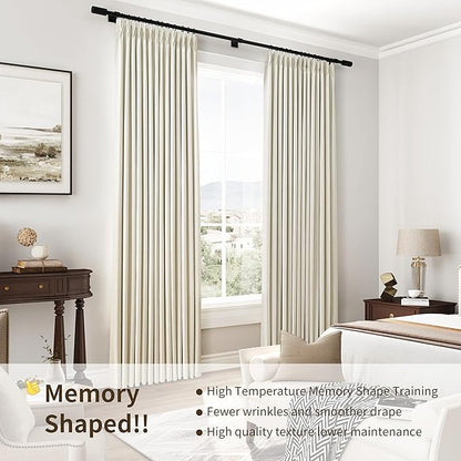 Pinch Pleated 100% Blackout Linen Curtains 90 Inches Long 2 Panels Pinch Pleat - Image 6