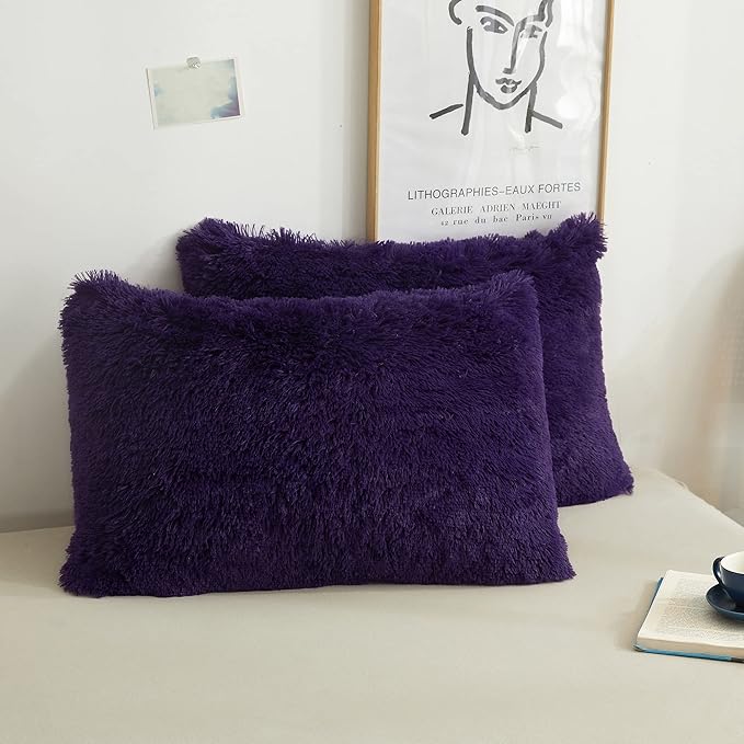 XeGe Faux Fur Fluffy Throw Pillowcases, Plush Shaggy Soft Furry Pillow Covers by XeGe