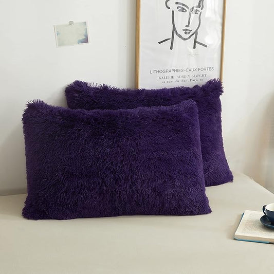 XeGe Faux Fur Fluffy Throw Pillowcases, Plush Shaggy Soft Furry Pillow Covers by XeGe