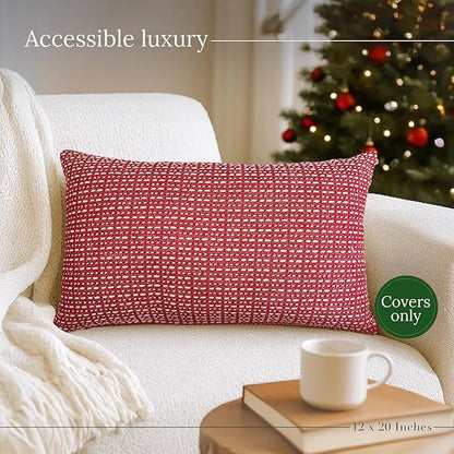 SanVia Sangria Premium Lumbar Cotton Throw Pillow Covers, 12 x 20 Inches - Image 5