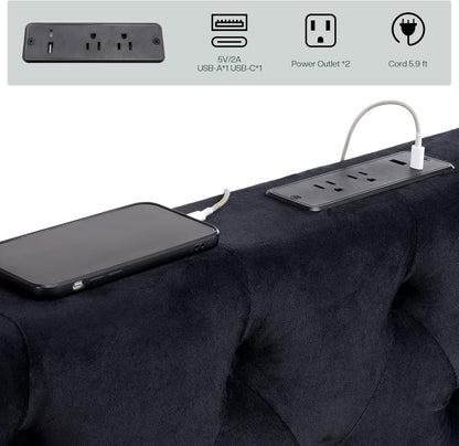 jocisland queen canopy bed frame velvet upholstered headboard on a desk or shelf