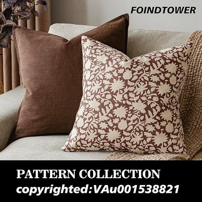 Foindtower Set of 2 Decorative Neutral Floral Throw Pillow Covers Accent - Image 3
