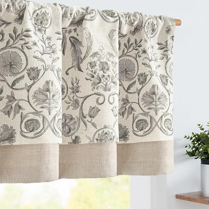 jinchan Linen Valance Kitchen Curtain by JINCHAN