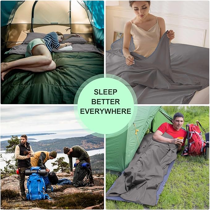 Sleeping Bag Liner, Travel Sheet & Adult Sleep Sack, Camping Sheets Travel - Image 6