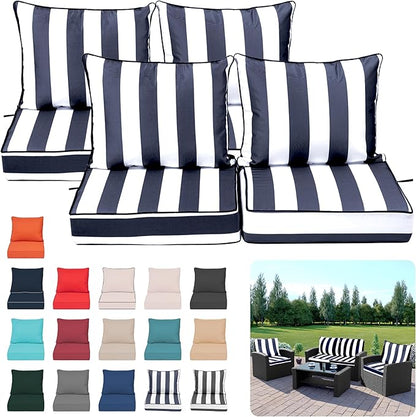 Deep Seat Outdoor Cushions Set of 4, UV&Fade Resistant Deep Seat Patio Cushions by Vulacko