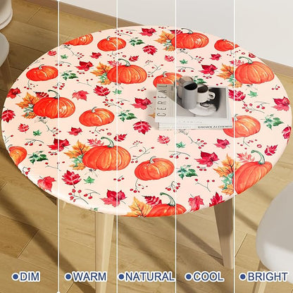 Round Spandex Thanksgiving Tablecloth, Elastic Fitted Waterproof Tablecloths - Image 7